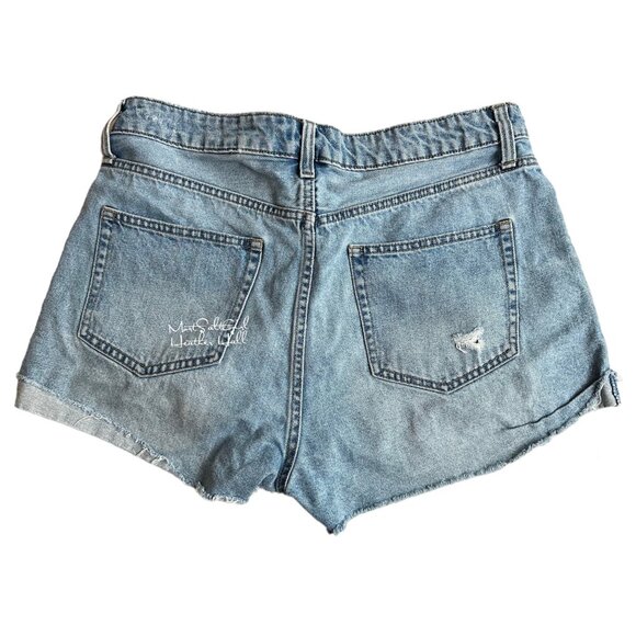 H&M Distressed Denim High-Waisted Shorts Size 10 - Picture 2 of 3